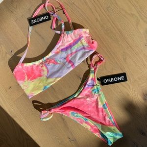 OneOne swim neon one shouldered bikini